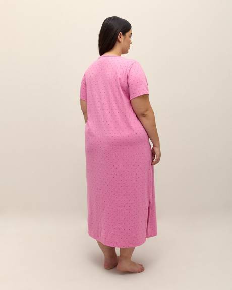 Heather Knit Short-Sleeve Long Sleepshirt - ti Voglio