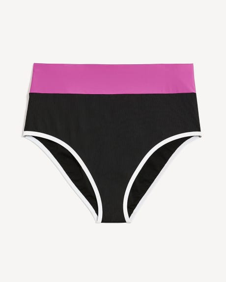 Ribbed Colourblock High-Waisted Swim Brief - Active Zone