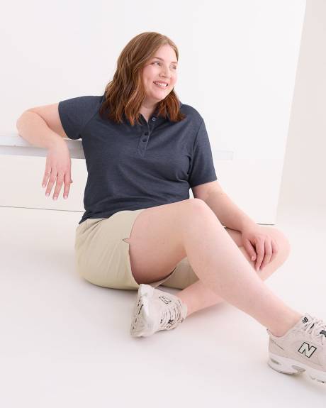 Short Sleeve Polo Top, Heather Blue - Active Zone