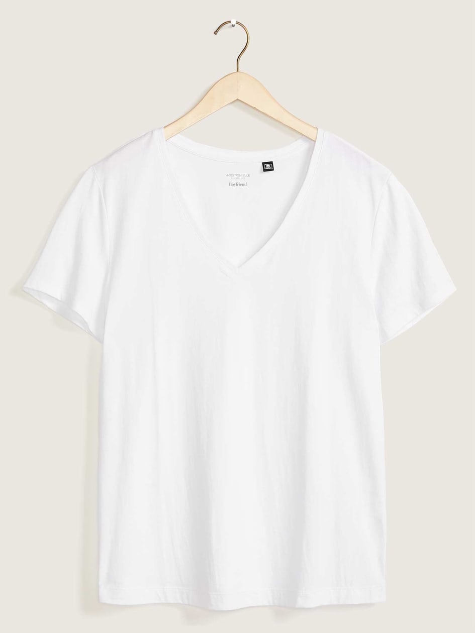 Short-Sleeve V-Neck Boyfriend T-Shirt - Addition Elle