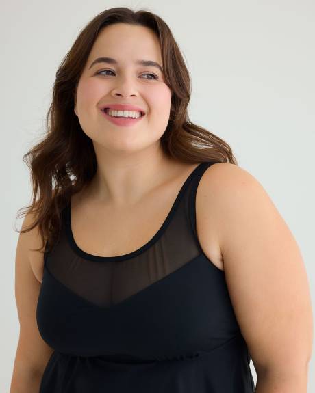 Tankini with Mesh Insert at Neckline