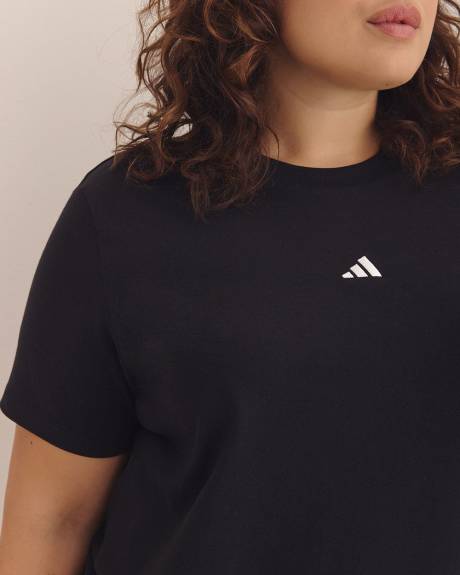 Black Short-Sleeve Crewneck Tee with Small Logo - adidas
