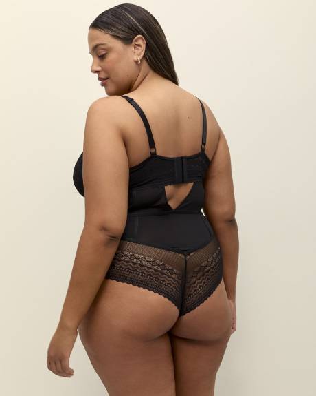 Maillot de corps cheeky noir en maille non doublé, avec armatures - Déesse Collection