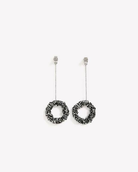 Pendants de derrière d'oreilles avec anneau couvert de pierres