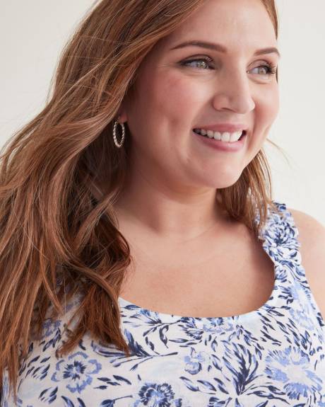 Camisole avec encolure en U et bretelles élastiques, mélange de lin