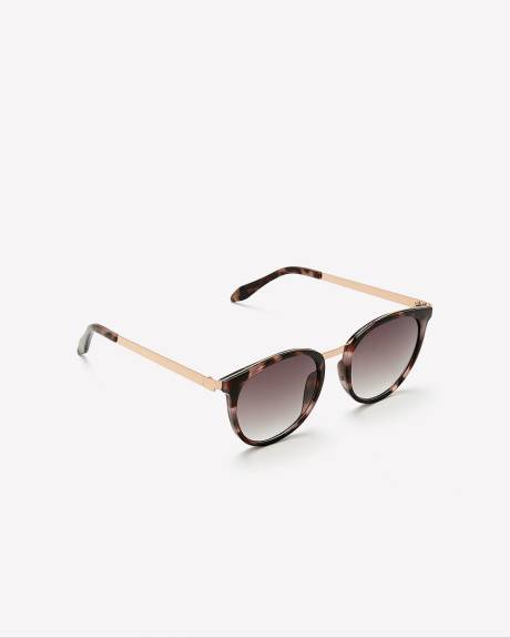 Round Tortoise Sunglasses with Metal Temples