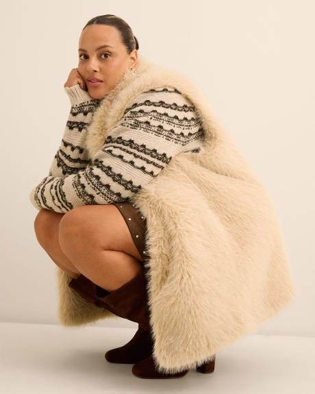 Veste longue en fausse fourrure