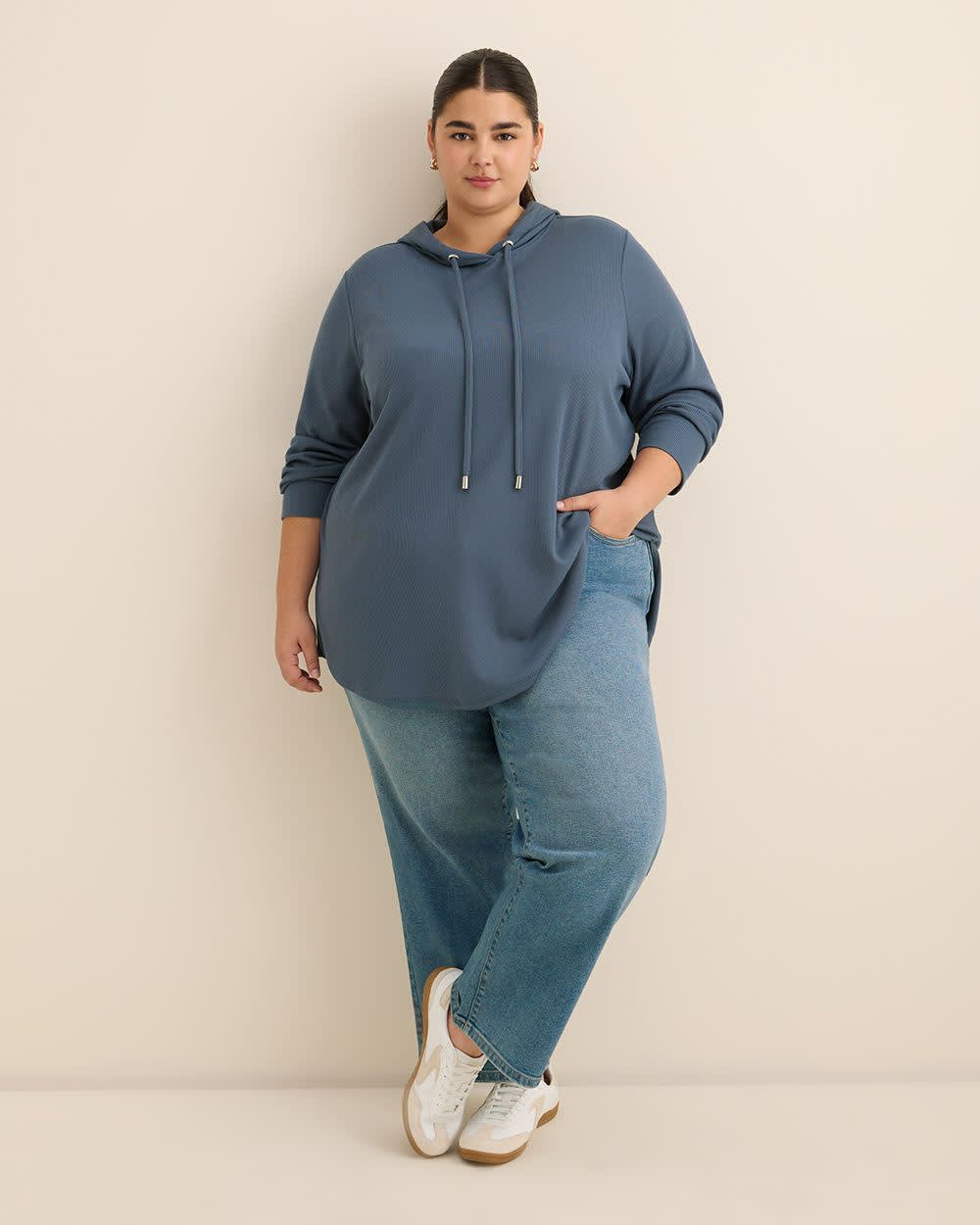 Long-Sleeve Waffle Knit Hoodie Long-Sleeve Waffle Knit Hoodie