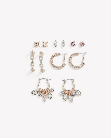 Assorted Stud and Hoop Earrings, Set of 6