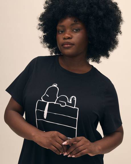 Chemise de nuit noire avec imprimé de Snoopy - ti Voglio