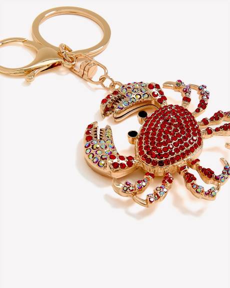 Crab Keychain with Rhinestones