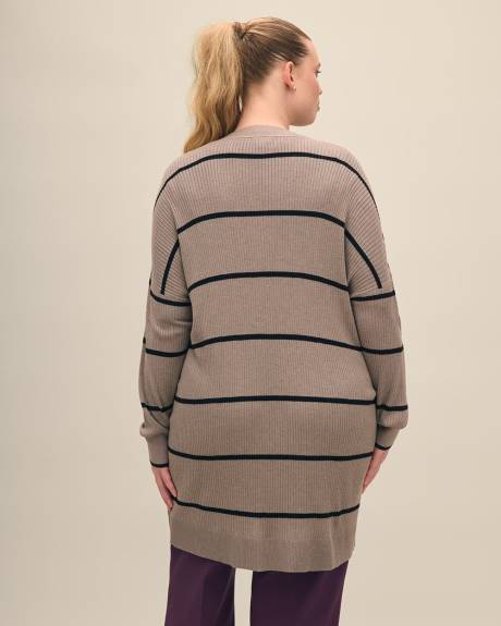 Cardigan côtelé à devant ouvert