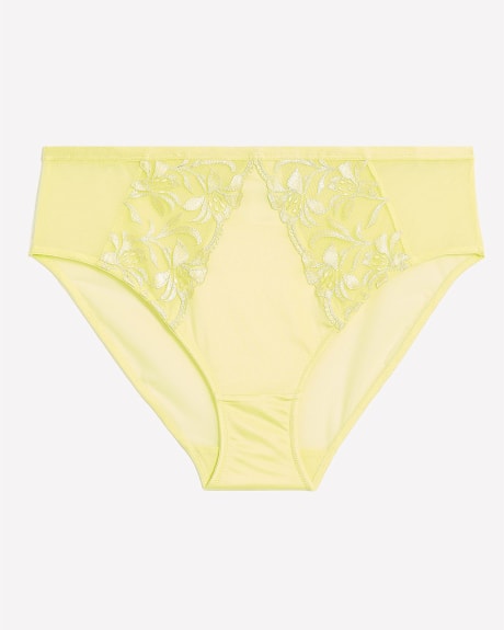 Satin High-Cut Brief with Embroidery - Déesse Collection