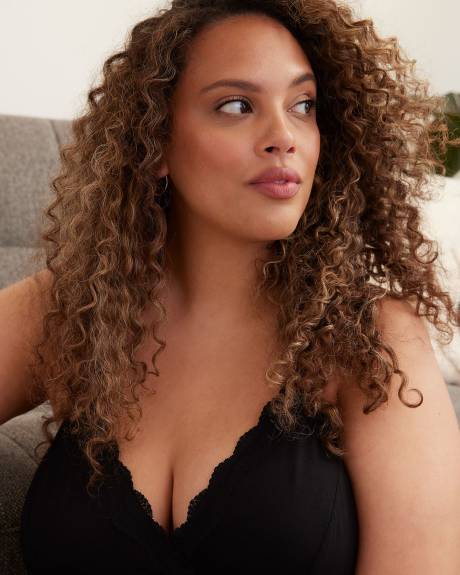 Responsible, Black Babydoll Cami with Lace Trim - ti Voglio