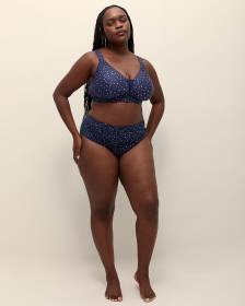 Culotte échancrée en coton bleu à motif de coeurs - ti Voglio