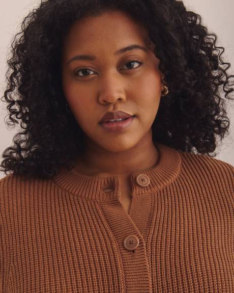 Shaker Stitch Crewneck Tunic Cardigan