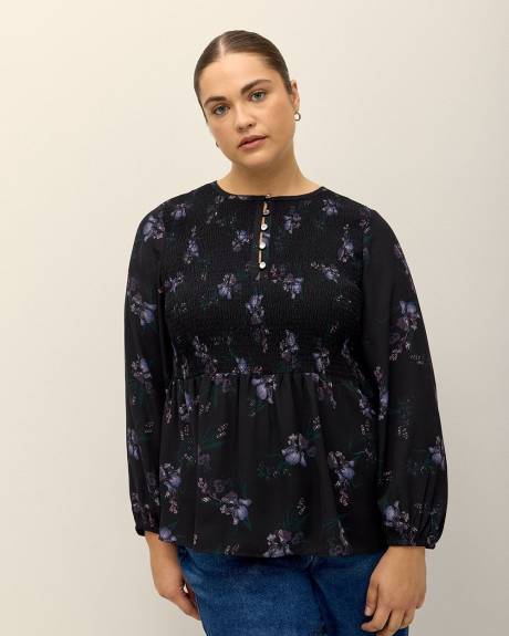 Responsible, Long-Sleeve Blouse with Smocking - Addition Elle