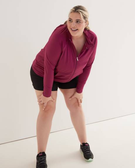Mock-Neck Zipper Jacket with Raglan Sleeves - Active Zone