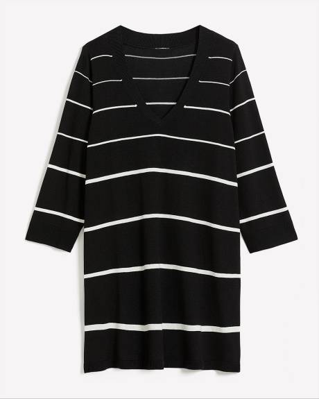Pull en coton avec col en V, tissu responsable
