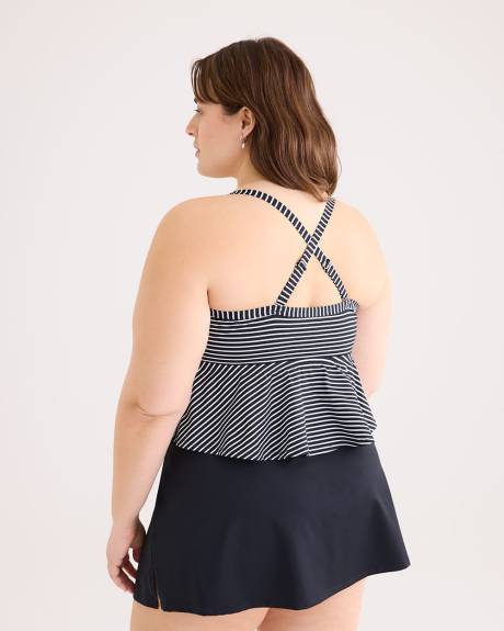 Striped Short Swing Tankini Top