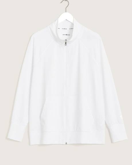 Mock-Neck Zipper Jacket with Raglan Sleeves - Active Zone