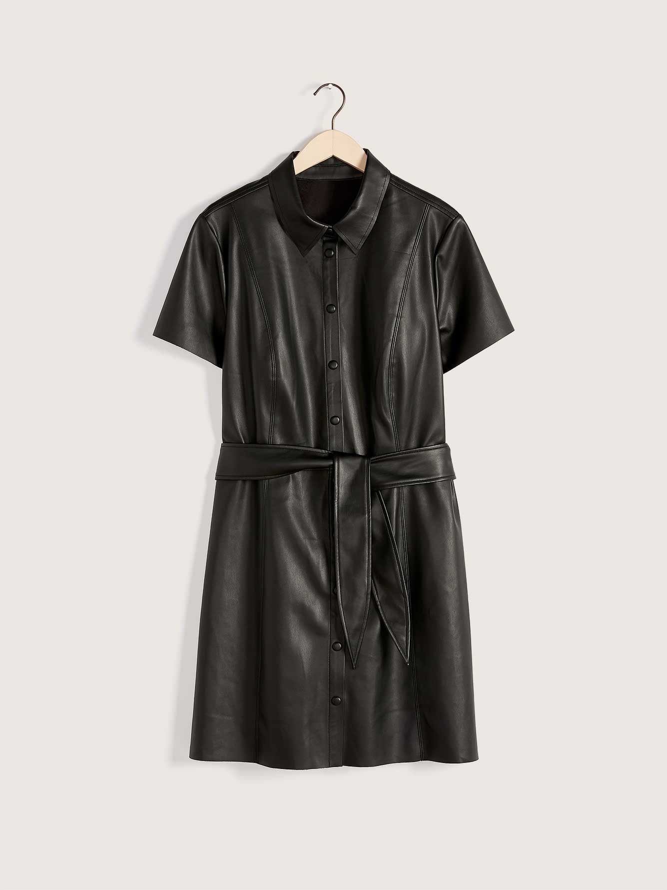 Faux-Leather Short Shirt Dress - Addition Elle