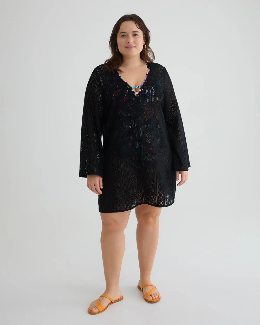 Robe cache maillot crochetee a manches longues Penningtons