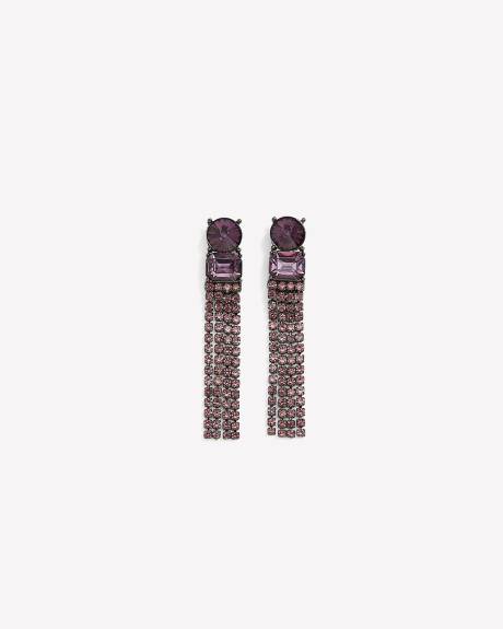 Fancy Purple Stone Drop Earrings