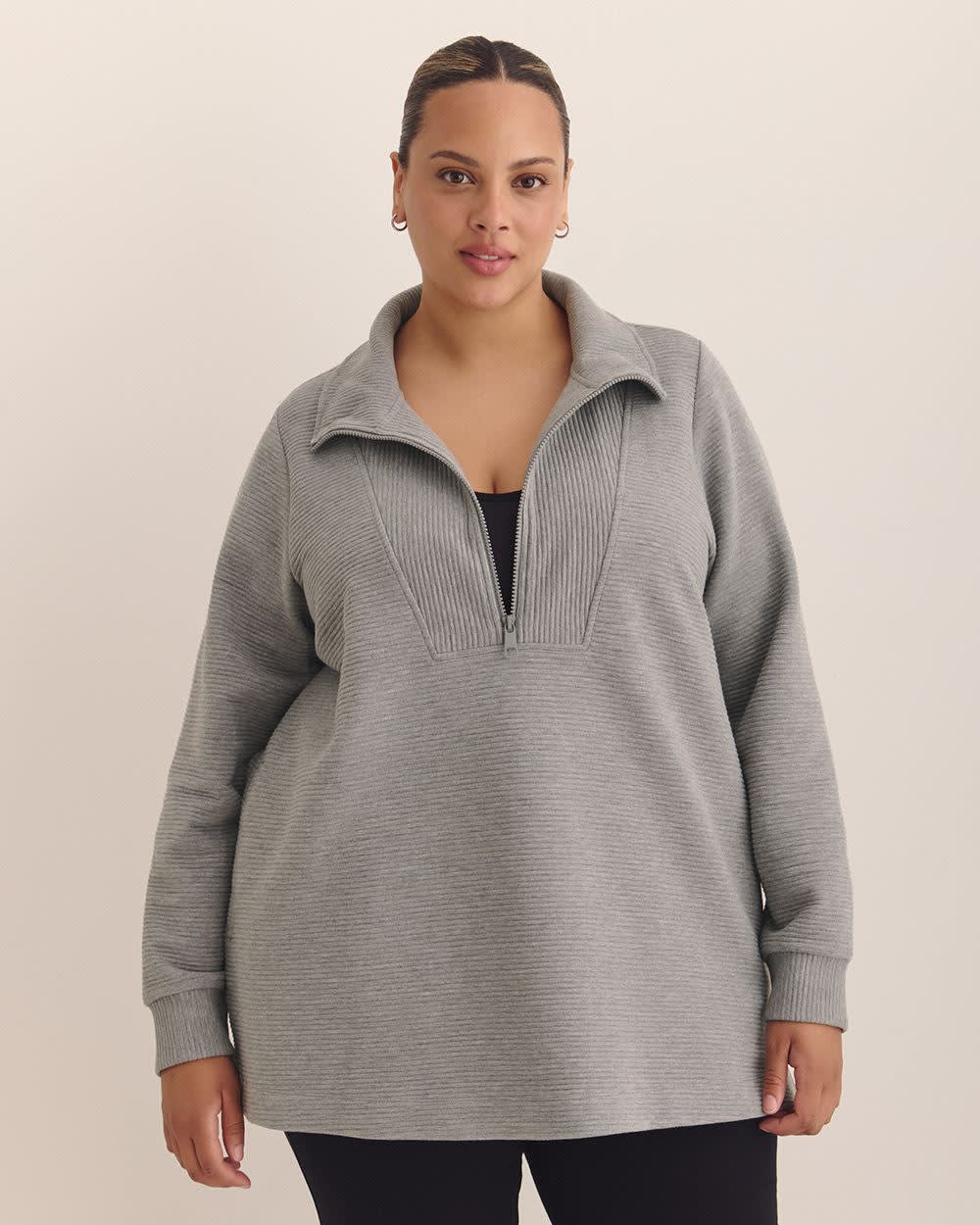 Heather Half-Zip Ottoman Tunic Sweatshirt - Active Zone
