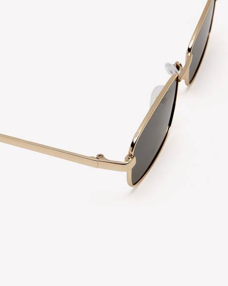 Golden Frame Rectangular Sunglasses