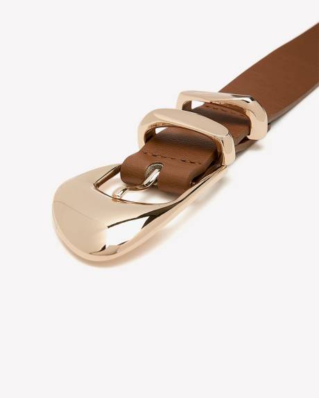 Cognac Belt with Chunky Uneven Buckle