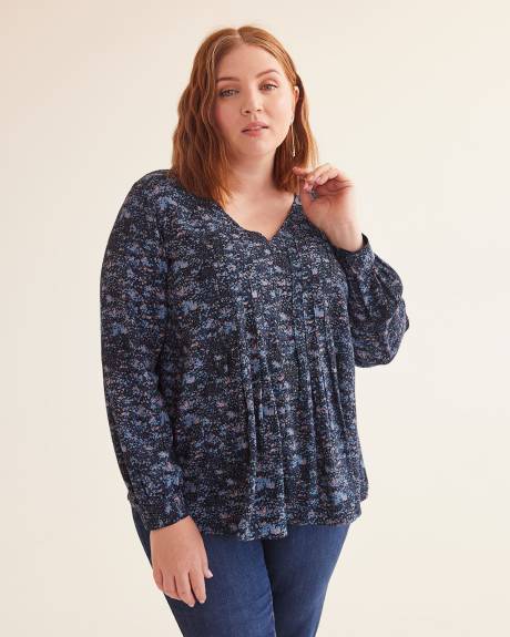 Blouse évasée plissée à manches longues