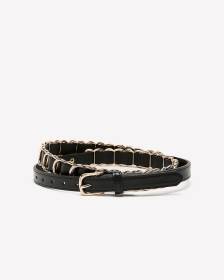 Ceinture en faux cuir noir avec détails en métal