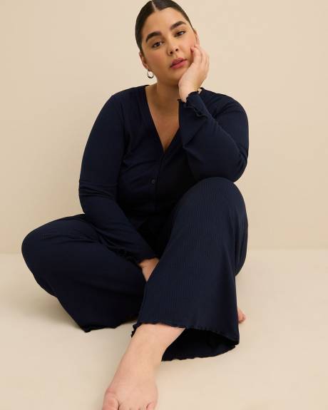 Ribbed-Knit Ankle-Length Pyjama Pants - ti Voglio