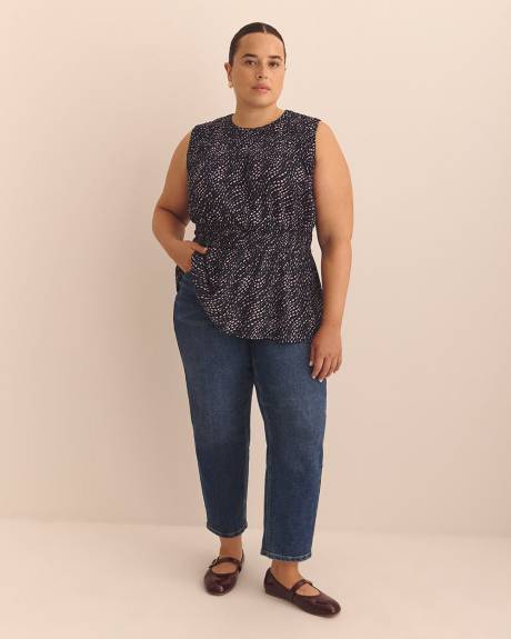 Smocked Sleeveless Knit Top