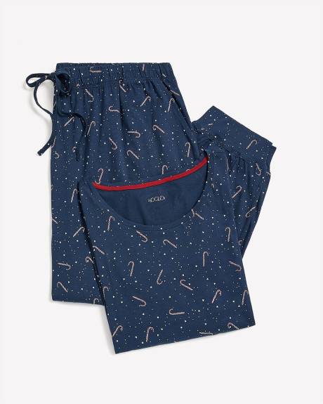 Ensemble-pyjama t-shirt à manches longues et pantalon de jogging à motif de cannes - ti Voglio