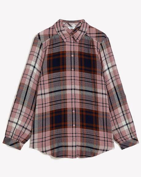 Plaid Buttoned-Down Tunic Shirt