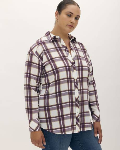 Buttoned-Down Plaid Shirt - Addition Elle