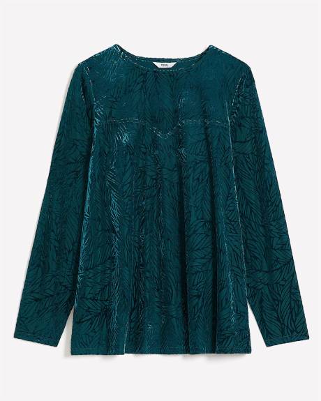 Haut à col rond en tissu dévoré