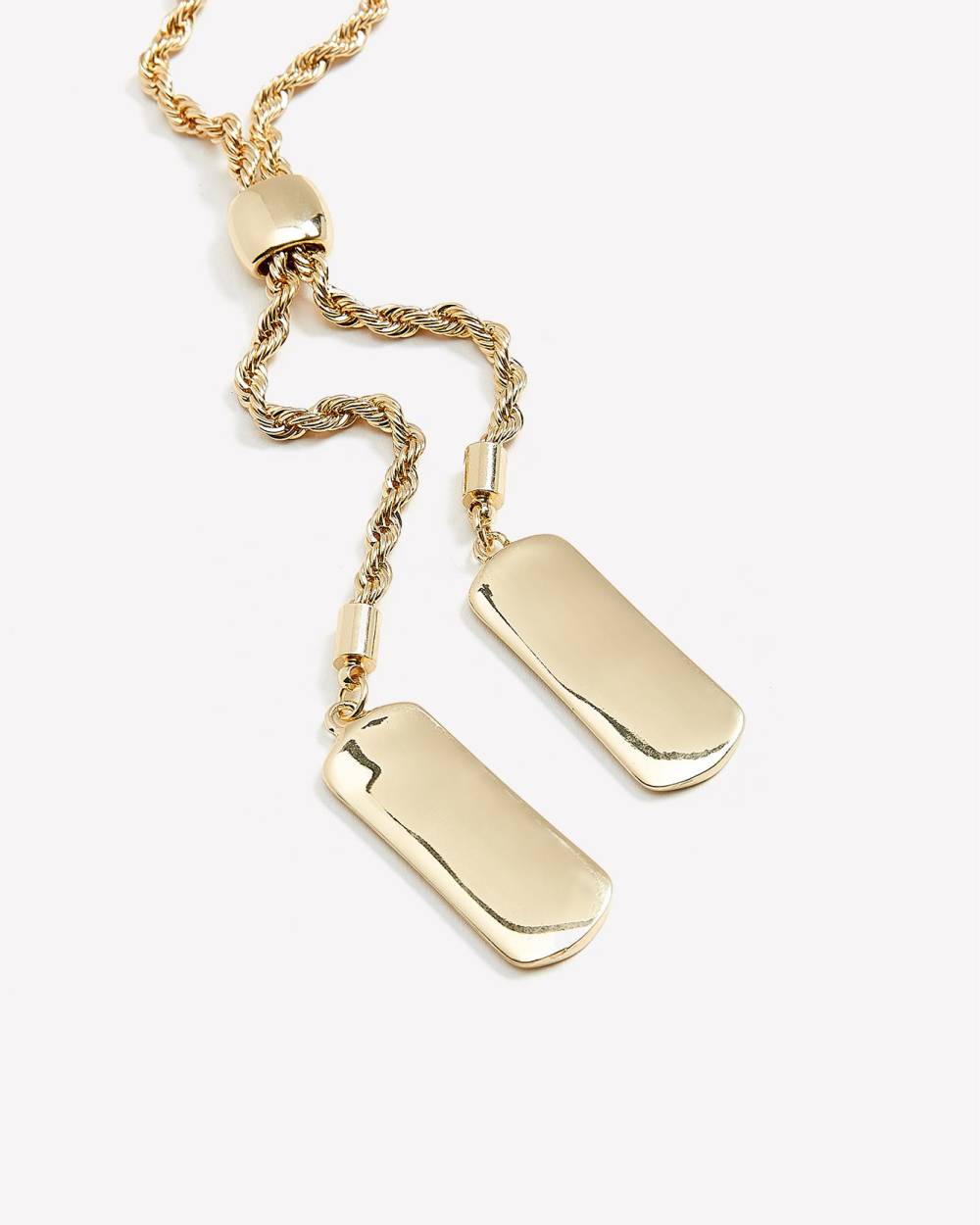 Long Twisted Rope Necklace with Drop Plaquette