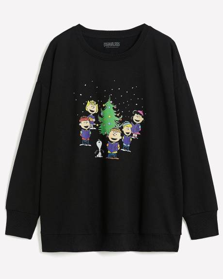 Crewneck Sweatshirt with Christmas Snoopy Print