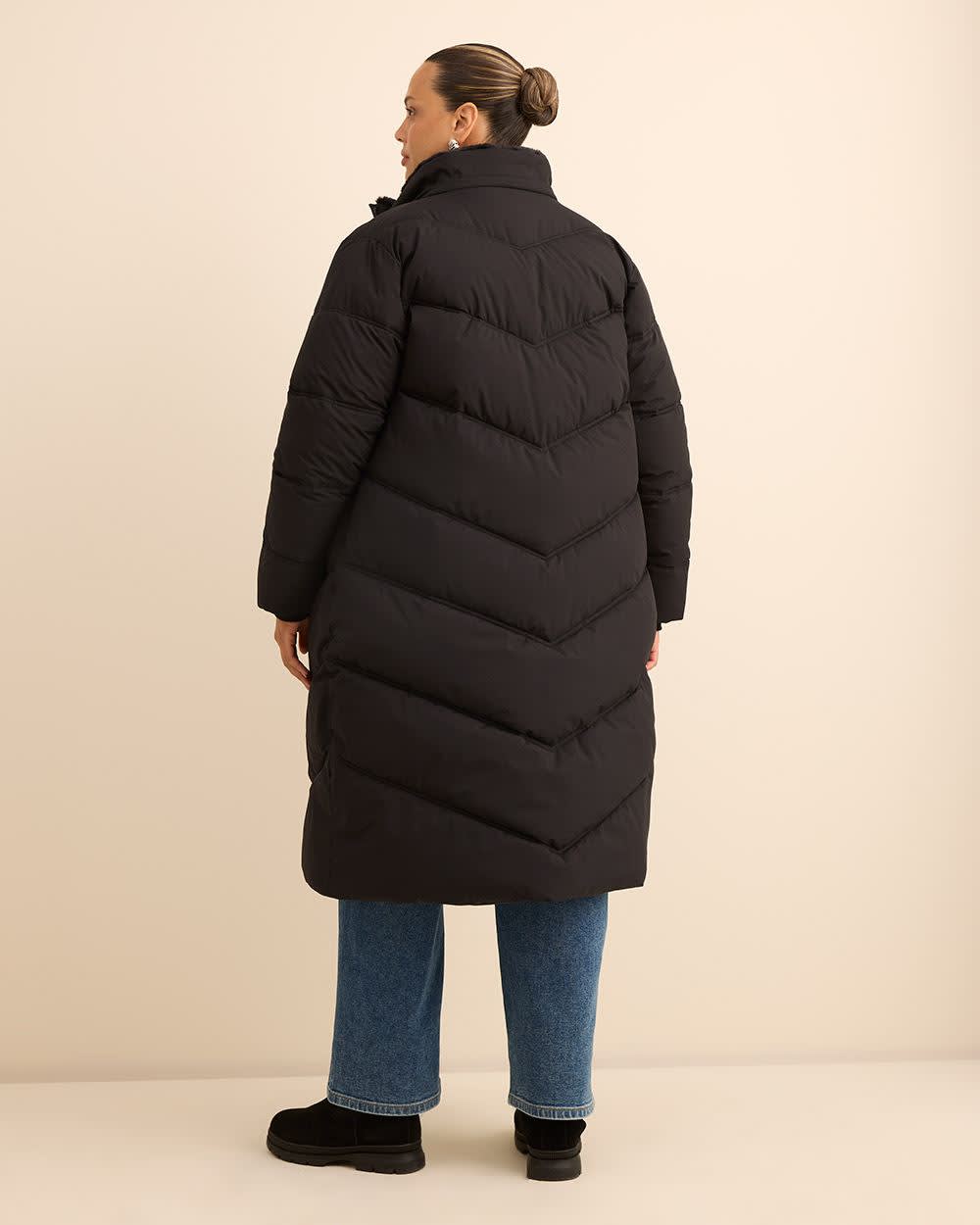 Manteau matelassé long, tissu responsable Manteau matelassé long, tissu responsable