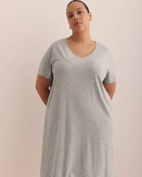 Dotted Heather Knit Short-Sleeve Sleepshirt - ti Voglio