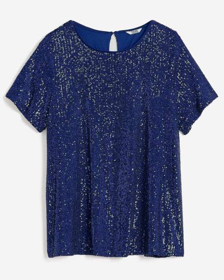 Short-Sleeve Sequins Swing Top