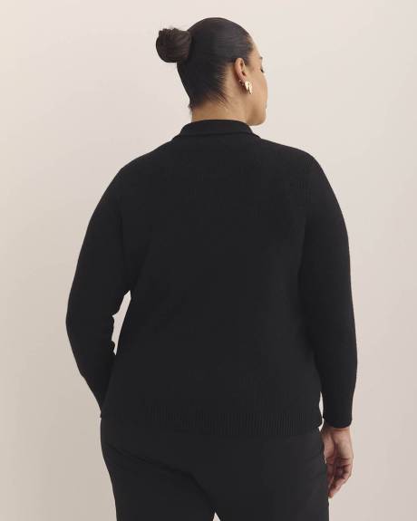 Cardigan boutonné à col polo, tissu responsable