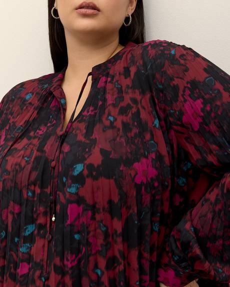 Responsible, Silky Pleated Buttoned Down Blouse