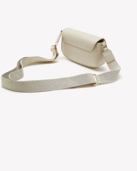 White Structured Flap Handbag with Metal Clasp - Addition Elle