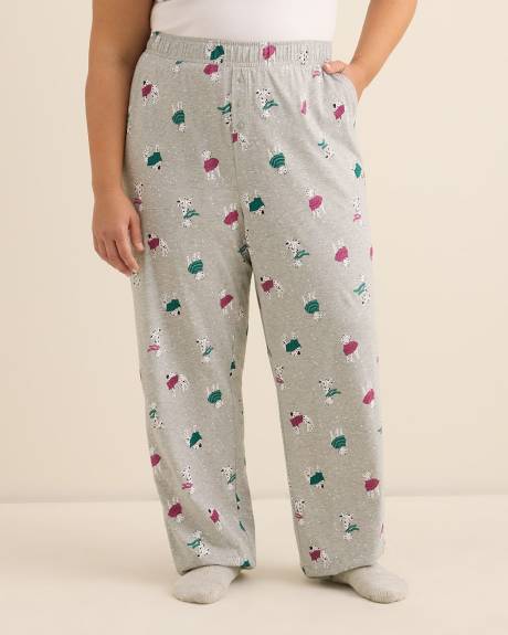 Grey Dalmatian-Print Heather Knit Pyjama Pant - ti Voglio