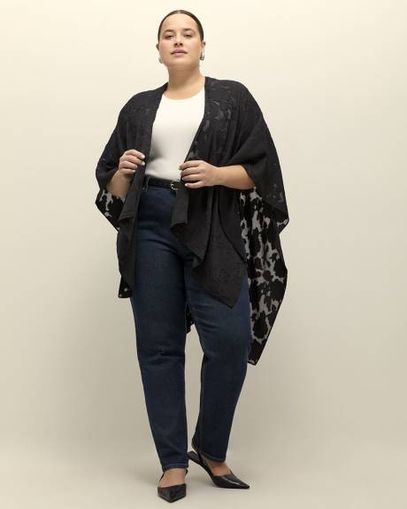 Black Lightweight Floral Textured Cape