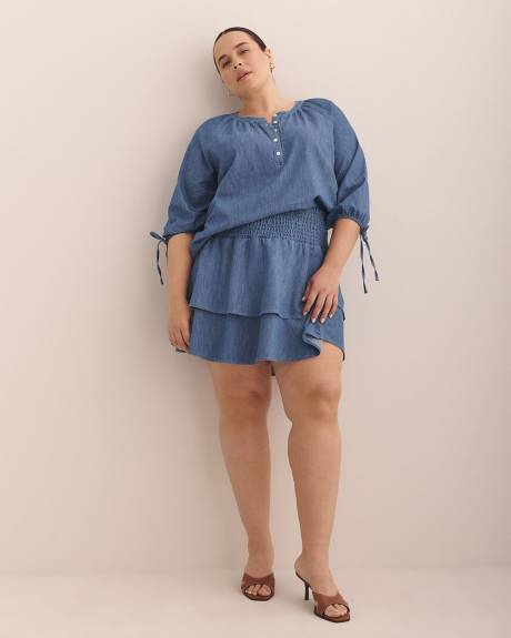 Pull-On Denim Short Ruffle Skirt - d/C JEANS